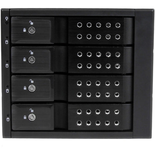 StarTech.com HSB4SATSASBA 4-Bay Aluminum Trayless Hot Swap Mobile Rack for 3.5 Inch SATA and SAS Drives