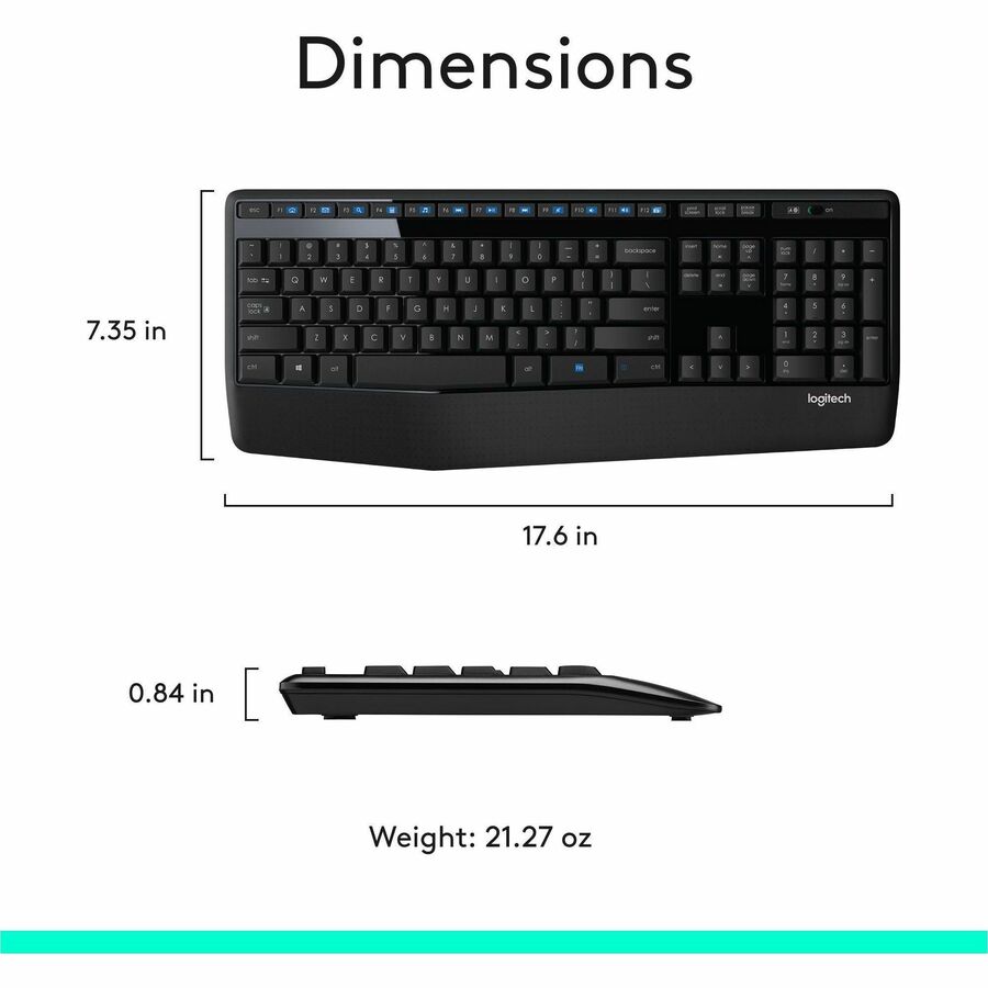 Logitech MK345 Wireless Keyboard and Mouse Combo – Full-Size Keyboard with Palm Rest and Right-Handed Wireless Mouse