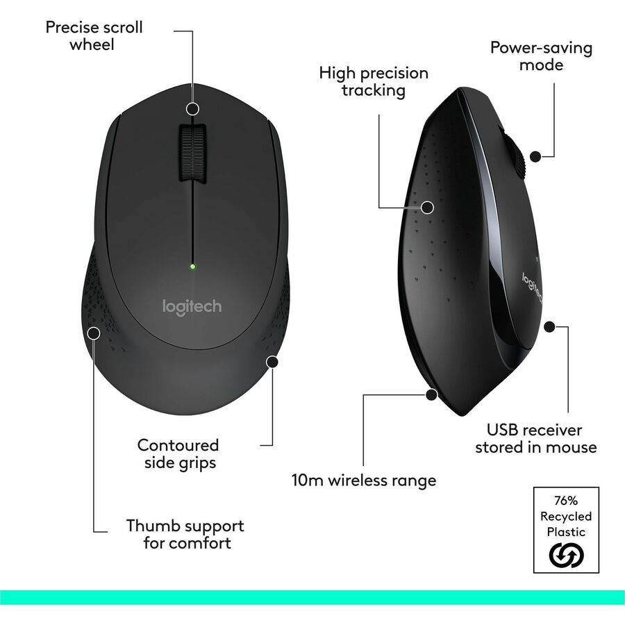 Logitech MK345 Wireless Keyboard and Mouse Combo – Full-Size Keyboard with Palm Rest and Right-Handed Wireless Mouse