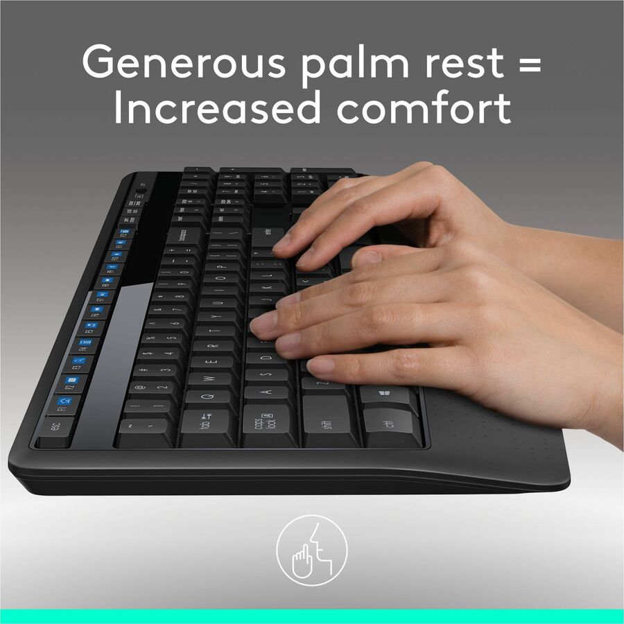 Logitech MK345 Wireless Keyboard and Mouse Combo – Full-Size Keyboard with Palm Rest and Right-Handed Wireless Mouse