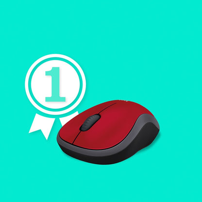 Logitech M185 Wireless Mouse with 2.4GHz USB Receiver - Red
