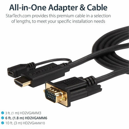 StarTech.com HD2VGAMM10 HDMI to VGA Converter Cable - 10 ft, 1080p, 1920x1200 Support