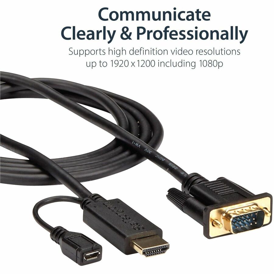 StarTech.com HD2VGAMM10 HDMI to VGA Converter Cable - 10 ft, 1080p, 1920x1200 Support