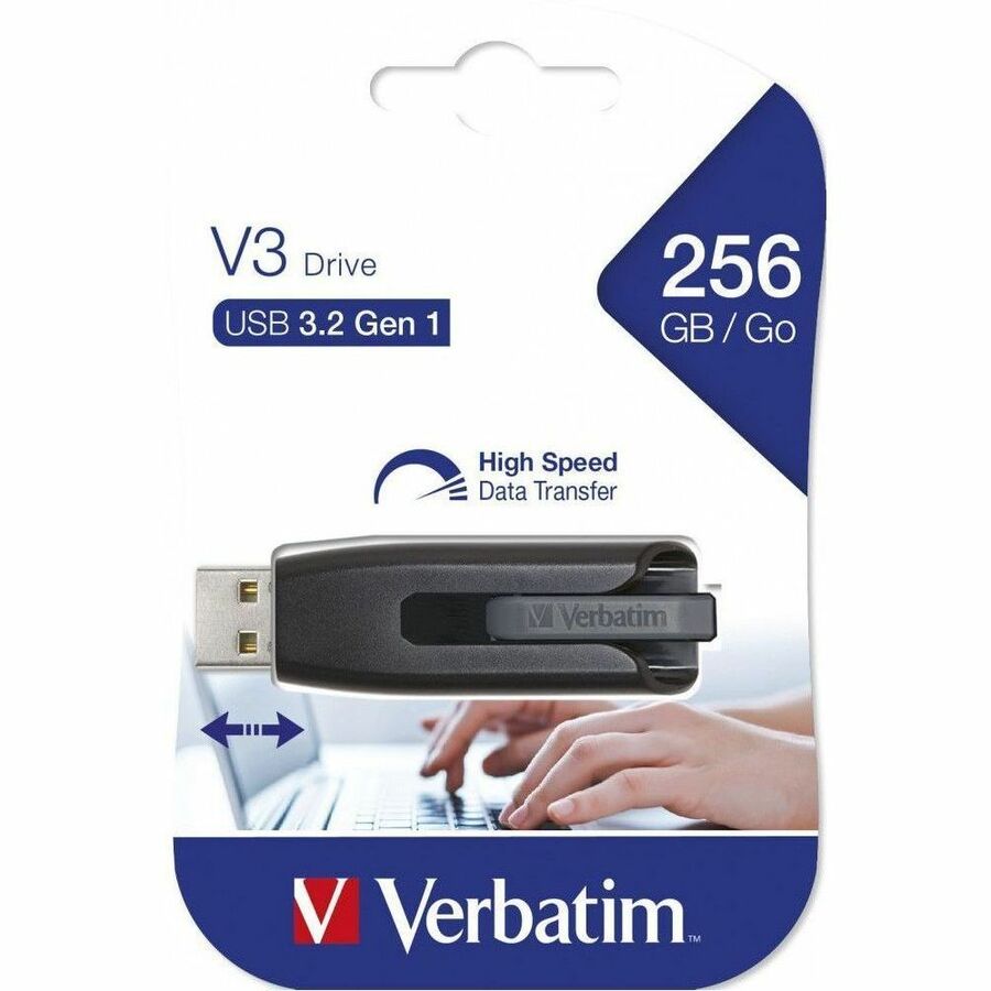 Verbatim America, LLC 256GB Store 'n' Go V3 USB 3.2 Gen 1 Flash Drive - Gray