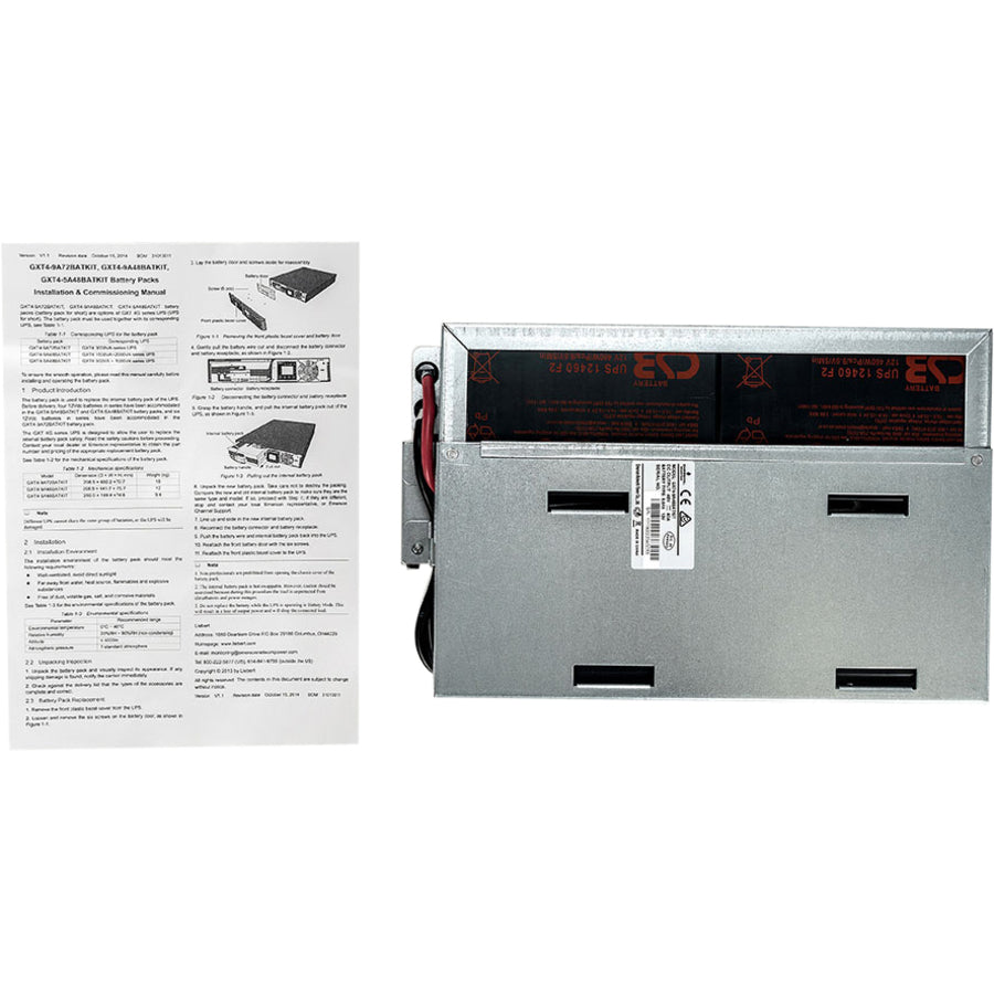 Vertiv Liebert GXT4-9A48BATKIT Hot-Swappable 48V 9Ah Lead-Acid Battery Kit for Liebert GXT4 UPS Systems