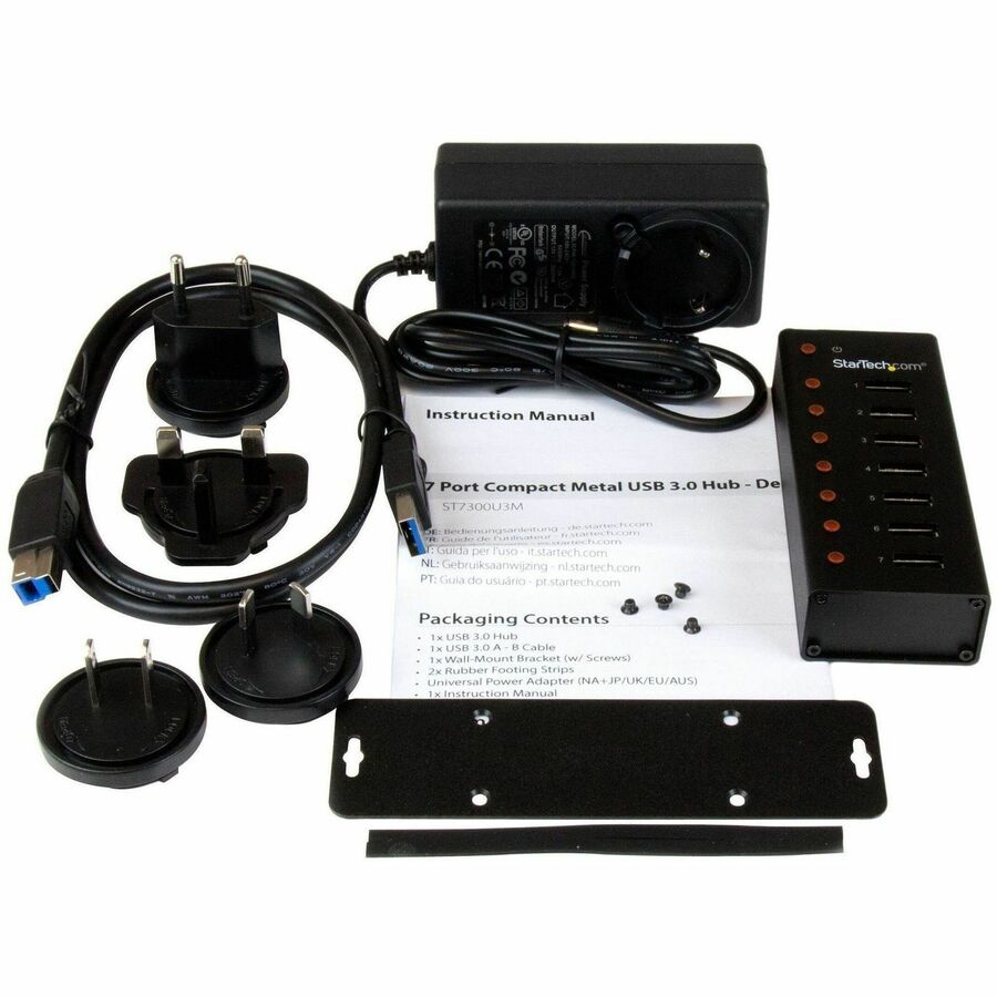 StarTech.com 7 Port USB 3.0 Hub - Desktop & Wall-Mountable Metal Enclosure