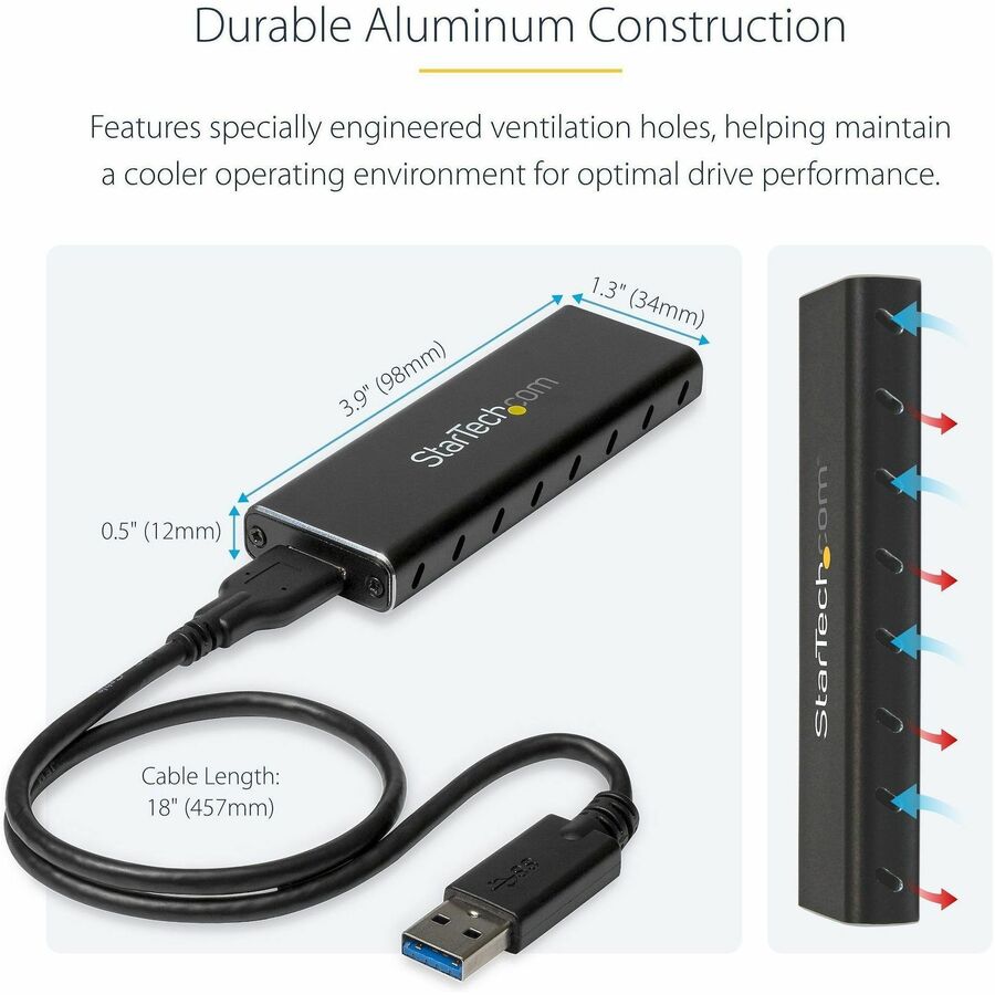 StarTech.com M.2 SATA SSD Enclosure with USB 3.0 and UASP for High-Speed External Storage