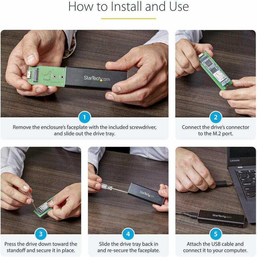StarTech.com M.2 SATA SSD Enclosure with USB 3.0 and UASP for High-Speed External Storage