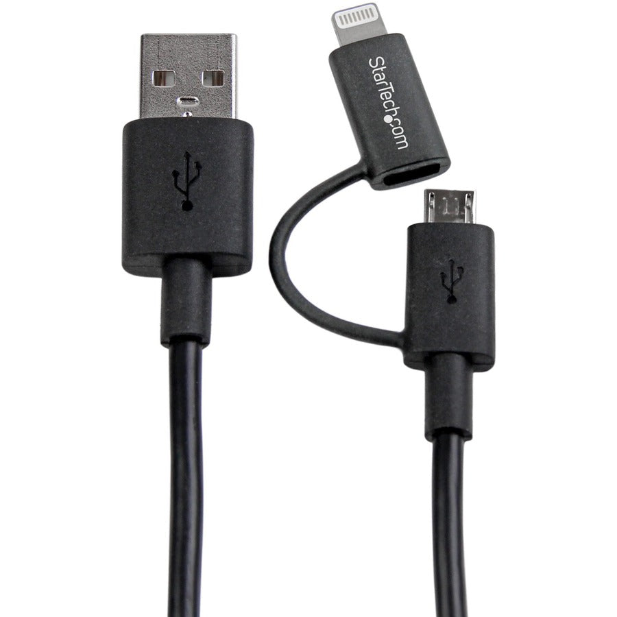 StarTech.com 1m (3 ft) Lightning and Micro USB to USB Combo Cable (LTUB1MBK)