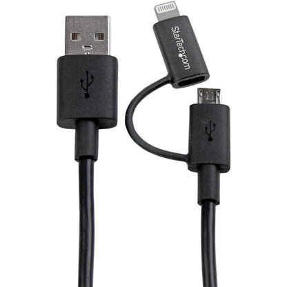 StarTech.com 1m (3 ft) Lightning and Micro USB to USB Combo Cable (LTUB1MBK)
