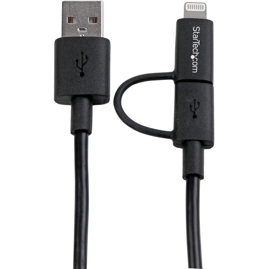 StarTech.com 1m (3 ft) Lightning and Micro USB to USB Combo Cable (LTUB1MBK)