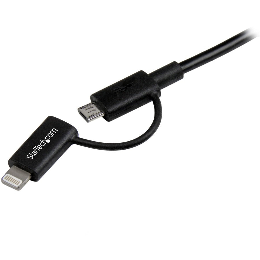 StarTech.com 1m (3 ft) Lightning and Micro USB to USB Combo Cable (LTUB1MBK)