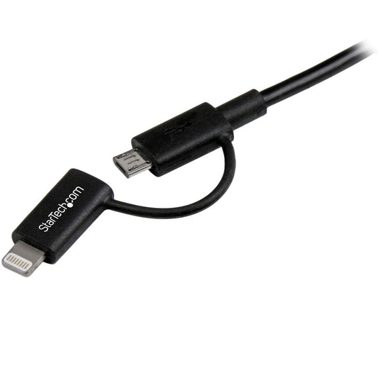 StarTech.com 1m (3 ft) Lightning and Micro USB to USB Combo Cable (LTUB1MBK)
