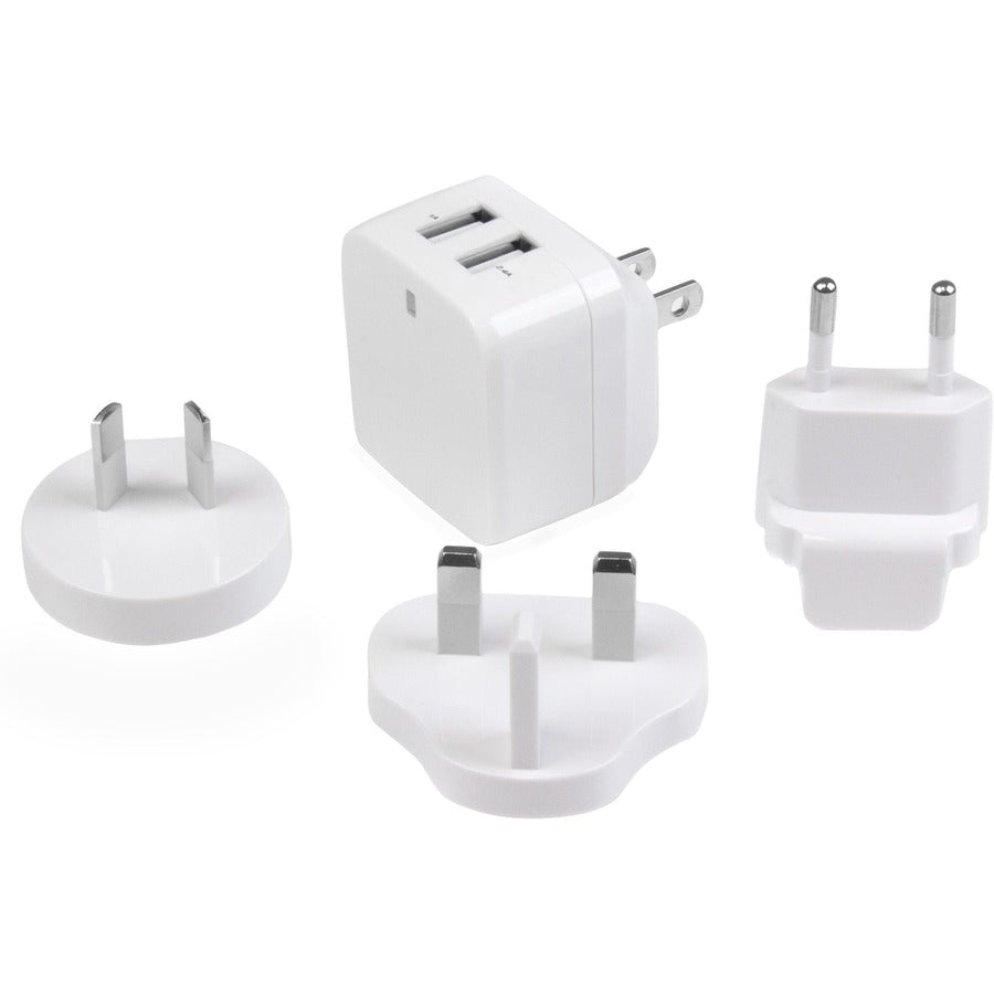 StarTech.com Travel USB Wall Charger with Dual Ports and International Power Adapter