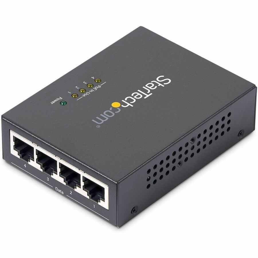 StarTech.com 4 Port Gigabit PoE+ Midspan Injector - 802.3at and 802.3af
