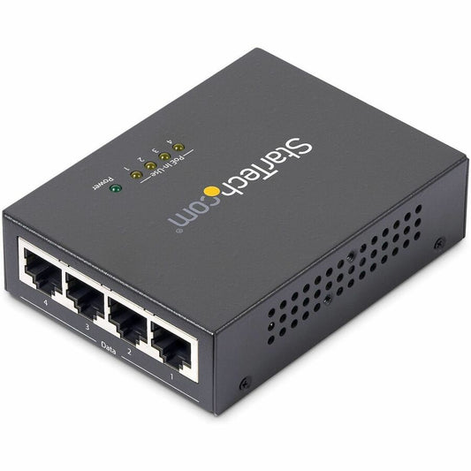 StarTech.com 4 Port Gigabit PoE+ Midspan Injector - 802.3at and 802.3af