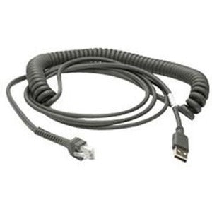 Zebra Technologies CBA-U12-C09ZAR 9ft Coiled USB Data Transfer Cable with Series A Connector