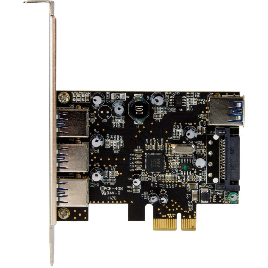 StarTech.com 4-Port PCI Express USB 3.2 Gen 1 Card - 5Gbps Data Transfer with Internal and External Ports