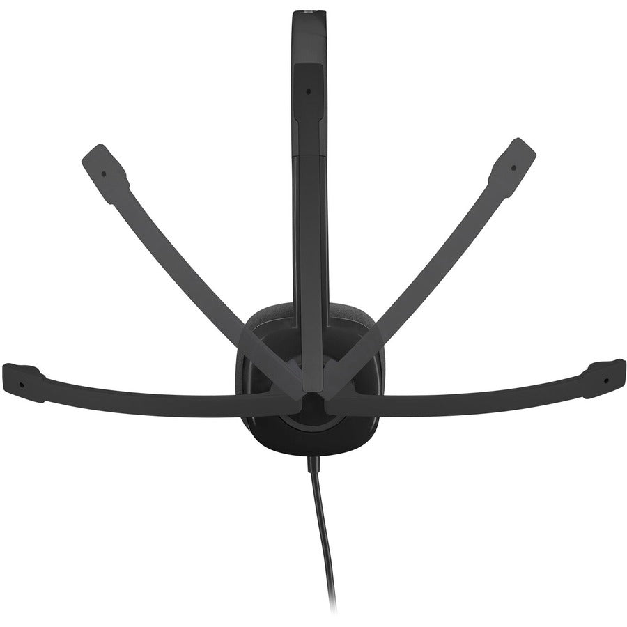 Logitech H151 Stereo Headset with Rotating Microphone - Over-the-head, Wired 3.5mm Audio Jack, Noise Canceling Microphone, Black