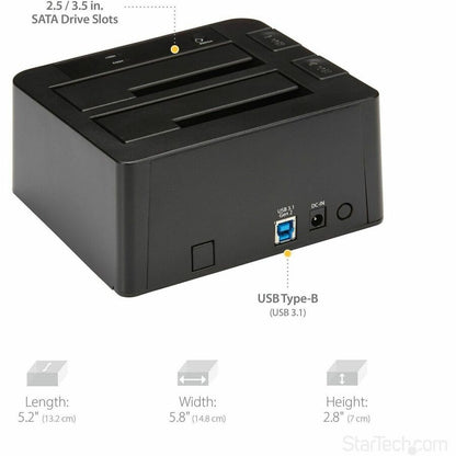 StarTech.com SDOCK2U313 Dual-Bay USB 3.2 Gen 2 SATA Hard Drive Docking Station for 2.5" & 3.5" SSD/HDDs