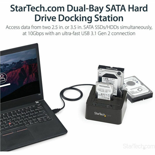 StarTech.com SDOCK2U313 Dual-Bay USB 3.2 Gen 2 SATA Hard Drive Docking Station for 2.5" & 3.5" SSD/HDDs