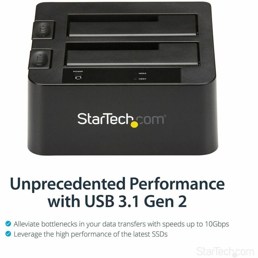 StarTech.com SDOCK2U313 Dual-Bay USB 3.2 Gen 2 SATA Hard Drive Docking Station for 2.5" & 3.5" SSD/HDDs