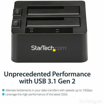 StarTech.com SDOCK2U313 Dual-Bay USB 3.2 Gen 2 SATA Hard Drive Docking Station for 2.5" & 3.5" SSD/HDDs
