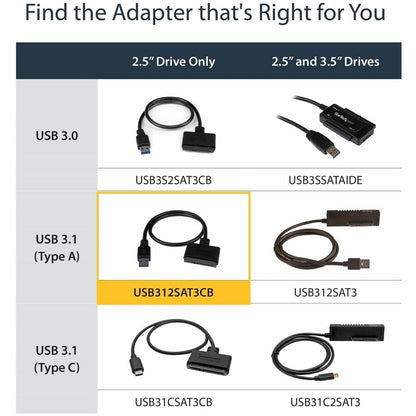 StarTech.com USB 3.1 (10Gbps) Adapter Cable for 2.5-Inch SATA SSD and HDD Drives