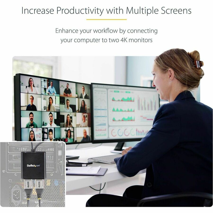 StarTech.com MSTDP122DP Dual Monitor DisplayPort 1.2 MST Hub for Windows - Supports 4K and Ultrawide Resolutions