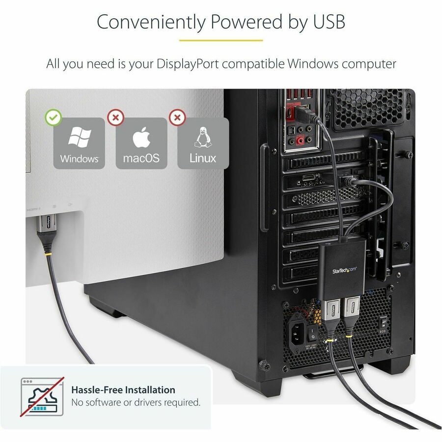 StarTech.com MSTDP122DP Dual Monitor DisplayPort 1.2 MST Hub for Windows - Supports 4K and Ultrawide Resolutions