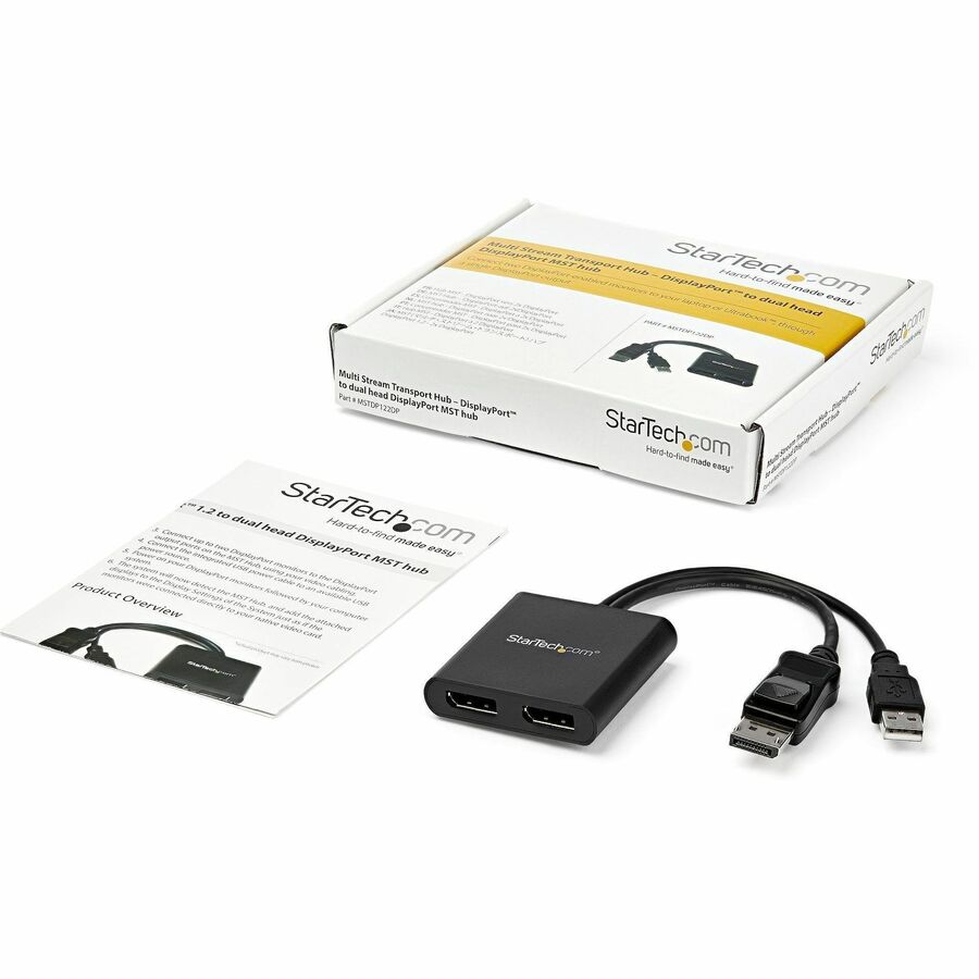 StarTech.com MSTDP122DP Dual Monitor DisplayPort 1.2 MST Hub for Windows - Supports 4K and Ultrawide Resolutions