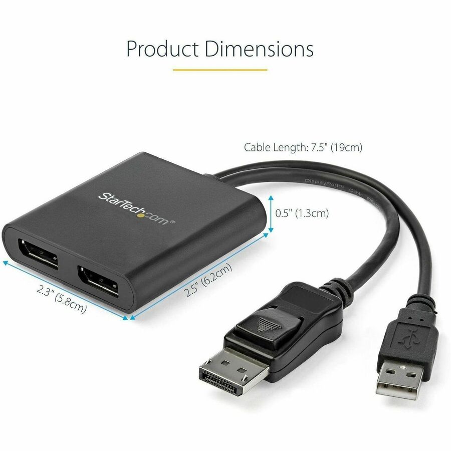 StarTech.com MSTDP122DP Dual Monitor DisplayPort 1.2 MST Hub for Windows - Supports 4K and Ultrawide Resolutions