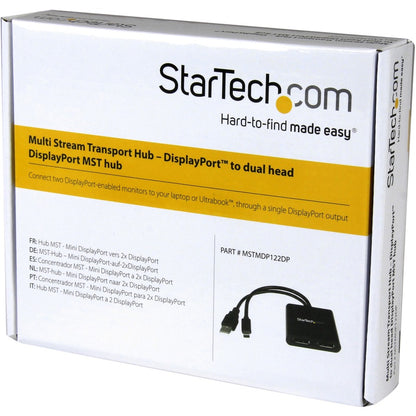 StarTech.com 2-Port Mini DisplayPort to DisplayPort MST Hub - Dual 4K 30Hz Multi-Monitor Adapter for Windows