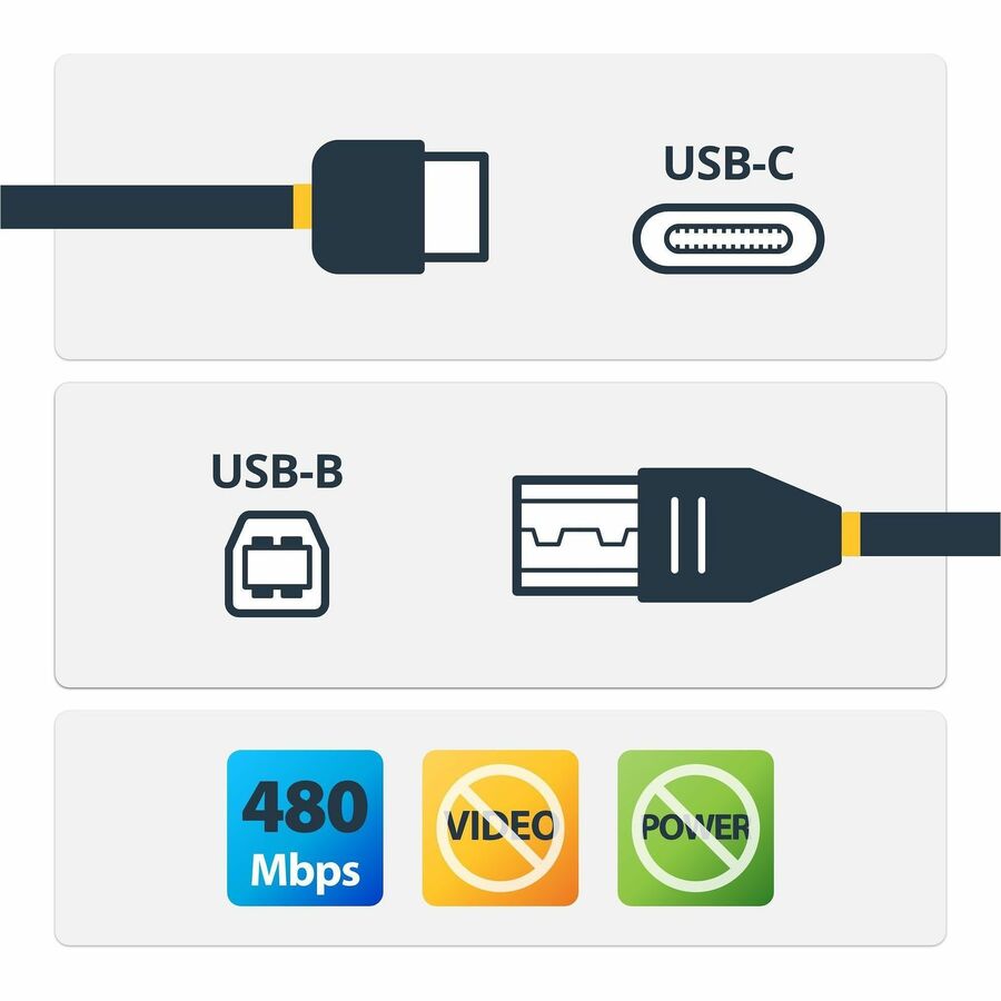 StarTech.com 1m USB-C to USB-B Printer Cable - USB 2.0 Data Transfer Cable for Desktop Devices