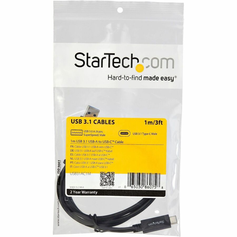 StarTech.com 3 ft USB to USB-C Cable - USB 3.1 Gen 2, 10Gbps Data Transfer, USB-IF Certified