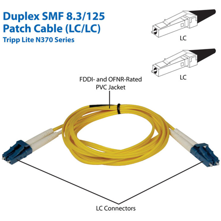 Eaton Tripp Lite Series Duplex Singlemode 9/125 Fiber Optic Patch Cable (LC/LC) – 6.6 ft.