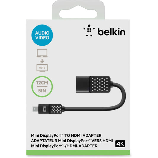 Belkin Mini DisplayPort to HDMI Adapter, 4K – High-Resolution Video and Audio Transmission for Laptops and Tablets