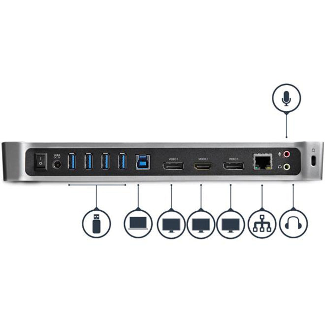 StarTech.com USB 3.0 Triple Monitor Docking Station – Supports 3 Displays with 4K UHD Resolution