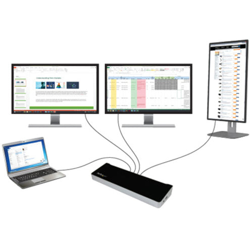 StarTech.com USB 3.0 Triple Monitor Docking Station – Supports 3 Displays with 4K UHD Resolution