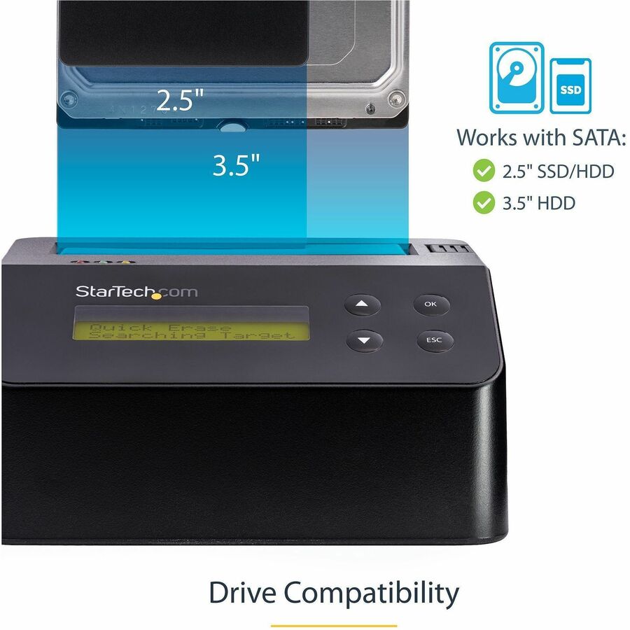 StarTech.com Single Bay HDD/SSD Eraser Dock SDOCK1EU3P for 2.5" and 3.5" SATA Drives