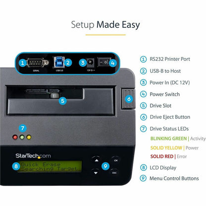 StarTech.com Single Bay HDD/SSD Eraser Dock SDOCK1EU3P for 2.5" and 3.5" SATA Drives