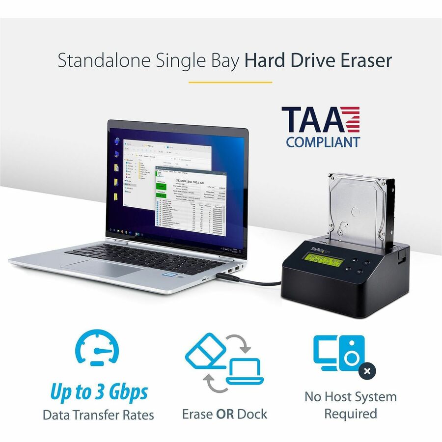 StarTech.com Single Bay HDD/SSD Eraser Dock SDOCK1EU3P for 2.5" and 3.5" SATA Drives