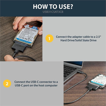 StarTech.com USB-C to SATA Adapter for 2.5" Drives - UASP Support and 10Gbps Data Transfer