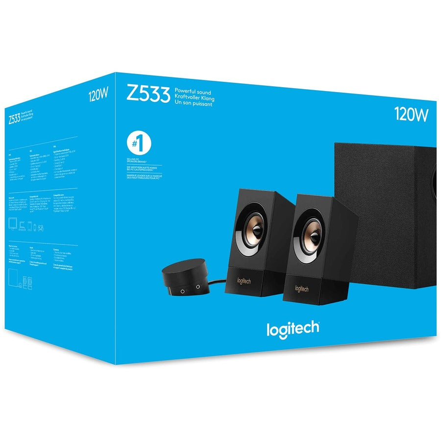 Logitech Z533 2.1 Speaker System with Subwoofer – 120W Peak Power, Rich Bass and Versatile Connectivity