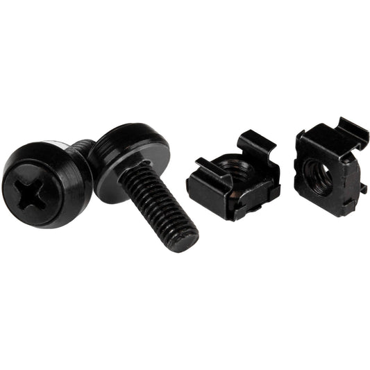StarTech.com M6 x 12mm Screws and Cage Nuts Pack – Black for Server Racks and Cabinets