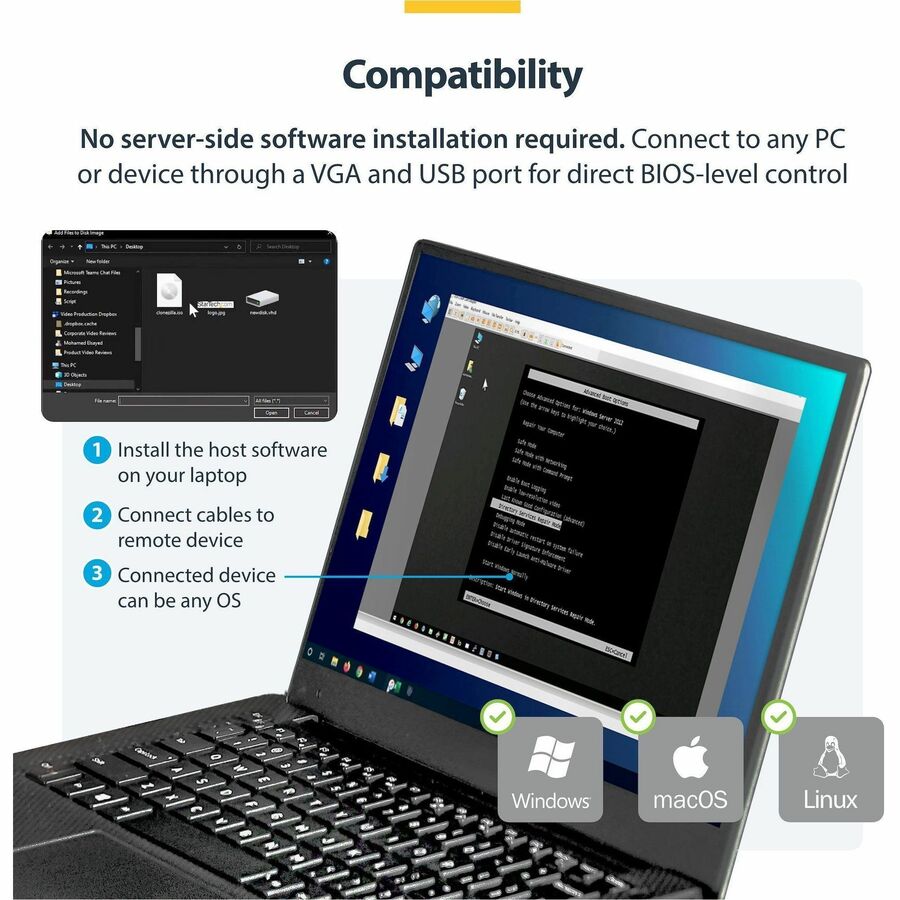StarTech.com Laptop to Server KVM Console with Rugged USB Crash Cart Adapter Part NOTECONS02X