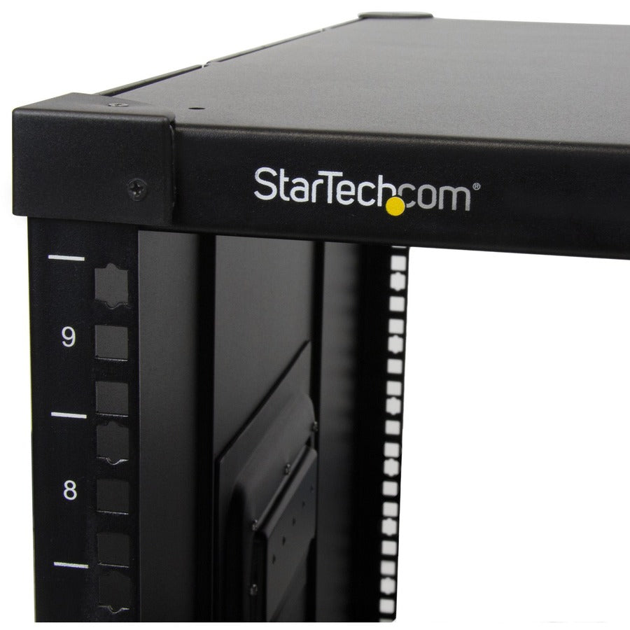 StarTech.com 9U Portable Open Frame Server Rack with Casters - 19 Inch Mobile Data Cabinet for Networking and Telecommunication Equipment