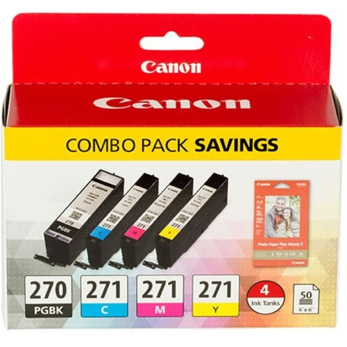 Canon PGI-270/CLI-271 Original Inkjet Ink Cartridge Set - Pigment Black, Cyan, Magenta, Yellow - 4 Pack