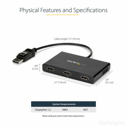 StarTech.com MSTDP123HD DisplayPort to HDMI Multi-Monitor Splitter - 3-Port MST Hub for Windows