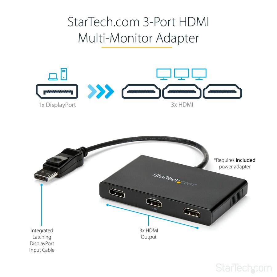 StarTech.com MSTDP123HD DisplayPort to HDMI Multi-Monitor Splitter - 3-Port MST Hub for Windows